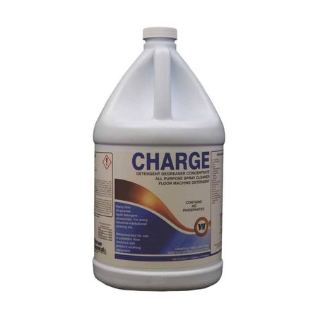 WARSAW CHEMICAL Charge, Detergent Degreaser Concentrate, Lemon Scent, 1-Gallon, 4PK 21304-0000004